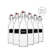 Lavagna Glass Bottle Set with Chalkboard Label - 1L - 6pc