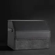 Car Boot Organiser, Storage Box Car Small, Boot Bag, Waterproof, Foldable Car Trunk Organiser, Leather Boot Box for Camping and Everyday Use (Black)