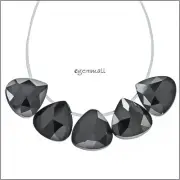 10 Cubic Zirconia Flat Pear Briolettes Beads 6x6mm Jet Black #64085