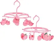 WOONEKY 2pcs Cartoon Design Clothes Drying Rack Multi Functional Hanger for Socks Underwear Clothes Space Saving for Home Laundry