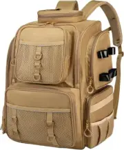 Fishing Tackle Backpack with Rod Holders Trays Not 1200D nylon Khaki