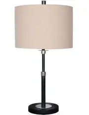 [Sarantino] Metal Table Lamp With Cream Fabric Shade
