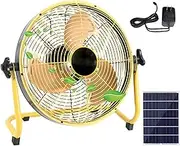 14" Portable Battery Operated Solar Fan, Rechargeable Floor Fan, Hi-Velocity Cordless Camping Fan, Quiet, For Travel Shed Outdoor Home Garage Tent Car Barn