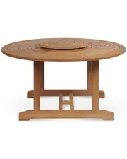 Curated Maison Ambre 59 Inch Dia Round Teak Outdoor Dining Table With Lazy Susan