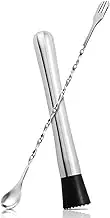 iDopick 9.65 inch Stainless Steel Cocktail Muddler with 10" Bar Spoon Cocktail Mixing Spoon, Home Bar Tool Set, for Making & Creating Delicious Mojitos