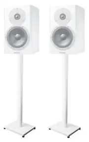 Pair 37” Steel White Stands For Dynaudio Emit M10 Bookshelf Speakers