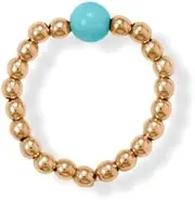 [JewelryWeb] 14/20 Gold Filled and Turquoise Bead Stretch toe ring 2.5mm 4mm Simulated at Center-toe ring for Women