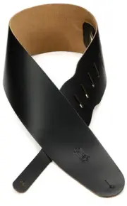 Levy's M4-BLK 3.5-inch Top Grain Leather Bass Strap - Black (2-pack) Bundle