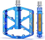 Bike Pedals 9/16 Inch - Bicycle Pedals with Reflectors - 3 Sealed Bearings MTB Pedals Wide Platform Pedals for Mountain Bike, BMX, Road Bike Pedals