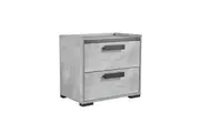 Bedside Table with 2 Storage Drawers MDF Combination of Black & Cement Colour Nightstand