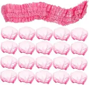 Baluue 500pcs Large Size Shower Cap for Women Elastic and Stretch Band Beauty Head Cover Disposable Spa Cap Pink Hair Bonnet for Home or