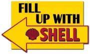 FILL UP WITH SHELL CLAM SHELL 29" HEAVY DUTY USA MADE METAL ADVERTISING SIGN