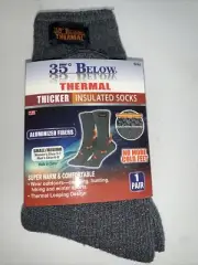 35° Below Thermal Socks Aluminized Fibers Warming 1 Pair Grey Small/Medium