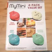 MyMini 4 Pack Value Set Mini Grill, Waffle Maker, Omelet Maker, Mini Donut Maker