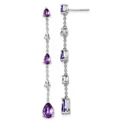 Solid 14k White Gold Simulated Amethyst and Topaz Dangle Earrings