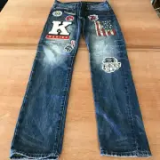 American Eagle Keith Haring Slim Jeans Men 32x30 Blue Patch American Flag NWT