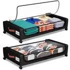 2 Pack Under Bed Storage with Wheels, 50L Large Capacity UnderBed Storage Con...