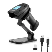 Barcode Scanner Wireless, Onewscan 1D Laser Barcode Reader with Stand 2.4G