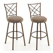 Costway Swivel Bar Stool Set of 2 Height Adjustable Barstools w/Cushioned Seat Counter Chairs