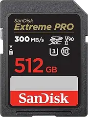 SanDisk 512GB Extreme PRO SDXC UHS-II Memory Card - C10, U3, V90, 8K, 4K, Full HD Video, SD Card - SDSDXDK-512G-GN4IN