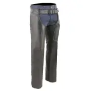 Milwaukee Leather LKM5780 Men's Black Premium Leather 3 Pocket Mesh Lined Chaps