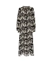 Pattern printed shirt skirt L Black/White