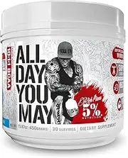 Rich Piana 5% Nutrition AllDayYouMay Legendary BCAA Powder, 9g of Amino Acids | Elite Muscle Recovery, Hydration, Lactic Acid Buffer, Joint Support | Sugar-Free, 15.87 oz 30 Srvgs (Blueberry Lemonade)