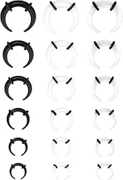 [Jstyle] 18Pcs 14G-4G Acrylic Pincher Tapers Septum Ring C Shape Buffalo Stretcher Expander with Black O-Rings for Stretching Pierced Nose Ear Cartilage, Stainless Steel,Acrylic
