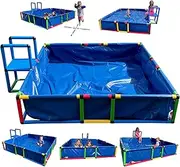 Funphix Plastic Kiddie Pool for Kids Ages 8-12 - Buildable Backyard Above Ground Pool for Ball & Sand Pit with Tubes, Connectors, Panels & Sleeve - Toddler Swimming Pools for Outside Play by