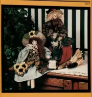 Sunflowers Scarecrow & Doll Figures Sewing Pattern Primitive Vintage