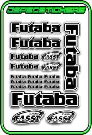 FUTABA RC STICKER SHEET A5 R/C PLANE CAR BUGGY HELI REMOTE CONTROL DECAL BLACK