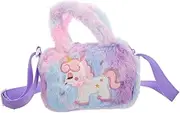 [AKOOSY] Unicorn Crossbody Bag for Adorable Plush Cartoon Purse Lightweight Handbag for Jewelry Accessories Cute Unicorn Design Tie Dye