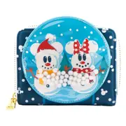 Disney Mickey Mouse Snowman Snow Globe Money Purse Bills/Cards Organiser