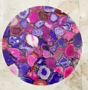 Pink & Purple Agate Stone Slice Round Coffee Table Top Hallway Patio Decor