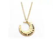 Goldtone To The Moon & Back Engraved Crescent Pendant Necklace