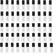 Mydio 50 Pack 1.2ML Clear Mini Lip Gloss Tube Empty Lip Balm Containers With Black Lid for Lipstick Samples