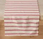 Pottery Barn Colette Stripe Cotton/Linen Table Runner, 18 x 108 Holiday Red NEW