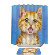 Funny Cat Ginger Kitten is in Shock Shower Curtain