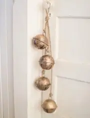 Set of 4 Harmony Jingle Bells Rustic Lucky Bells Christmas Vintage Decor Gift