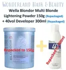 Wella Blondor Multi Blonde Lightening Powder 150g + 40vol Developer Hair Bleach
