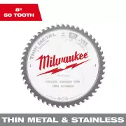 Milwaukee, 8in. Thin Metal Stainless Cutting Circ Saw Blade, Blade Diameter 8