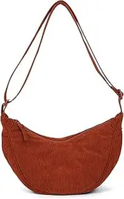 Amexo Corduroy Crescent Bag for Women, Crossbody Dumpling Bag with Adjustable Shoulder Strap, Portable Half Mooon Bag, Multi-purpos Crescent Hobo for Travel Work School Daily Use