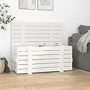 White Solid Pinewood Storage Box 91x40.5x42 cm - Spacious Organizer for Home, Drawers, Clothes, and Toys | Durable Wooden Chest with Lid and Ample Space