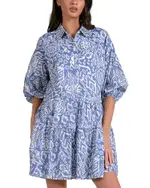 Elan Printed 3/4 Sleeve Mini Dress