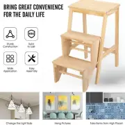 Multi-Purpose Foldable Wood Step Ladder for Adults 3-Step Folding Step Stool