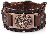 [GelConnie] Viking Bracelet Tree of Life Nordic Bracelets Yggdrasil Celtic Amulet Bracelet Moon and Star Punk Leather Cuff Bracelets Scandinavian Talisman Pagan Jewelry