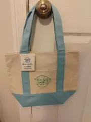 ONE - Spring Blue Trader Joe’s Mini Pastel Spring Canvas Tote Bag NWT Tags 2025
