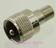 UHF Male to Type F Female Coax Connector RF Adapter