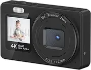 Yoidesu 4K Digital Camera, Autofocus Vlog Camera Dual Screen, 18X Zoom Portable Compact Point and Shoot Digital Cam for Students Teenagers Kids, 64GB Expandable (Black)