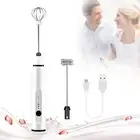 Silver Rechargeable Electric Milk Frother Handheld (3 Speeds)